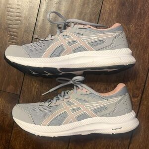 Asics Gray and Pink Athletic Shoes